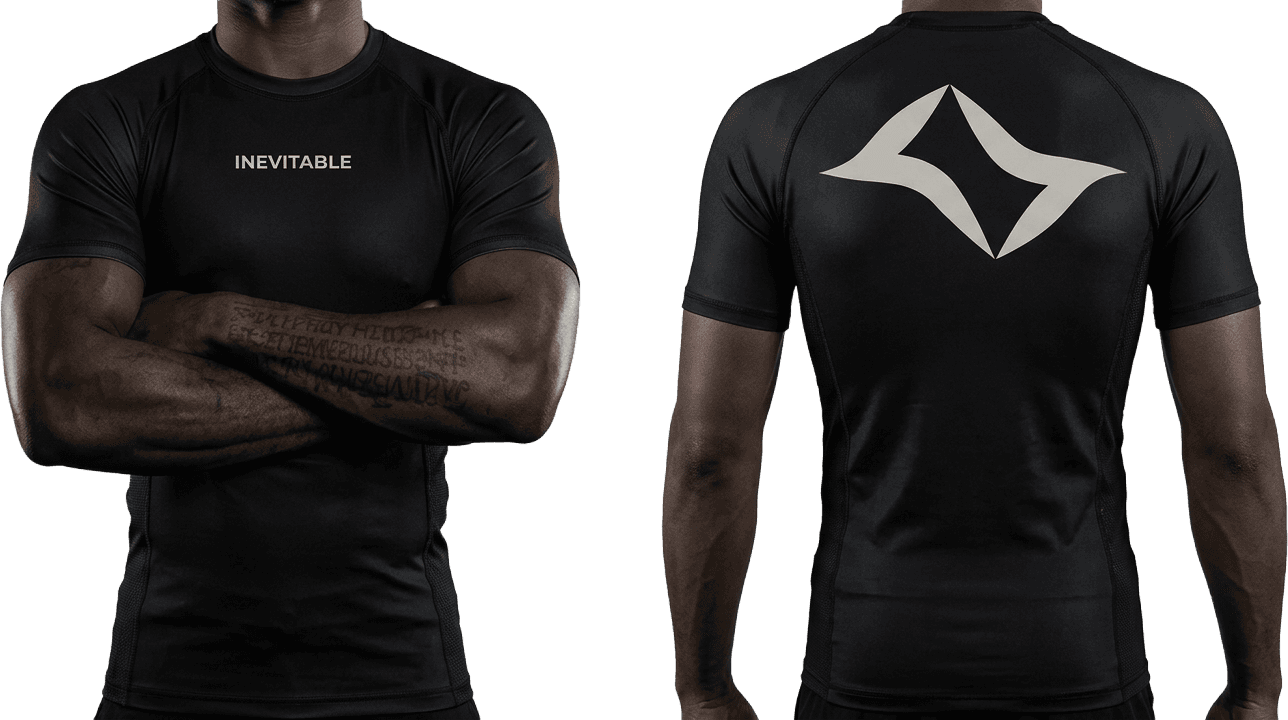 Inevitable rashguard, front and back